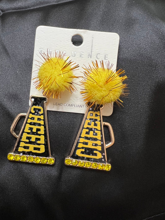 Cheer Megaphone Pom Earrings