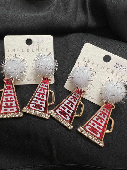Cheer Megaphone Pom Earrings