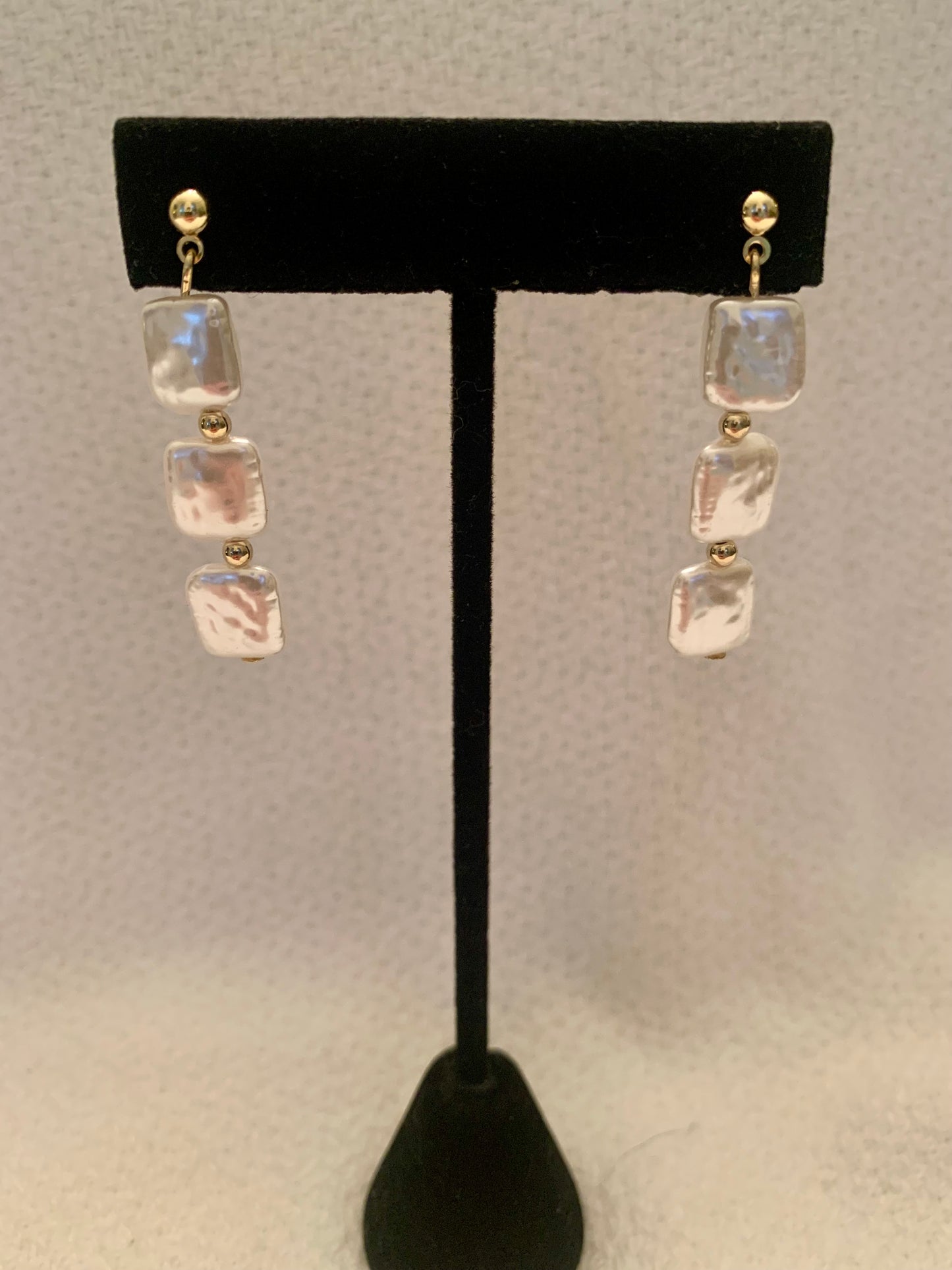 3 Square Pearl Dangles
