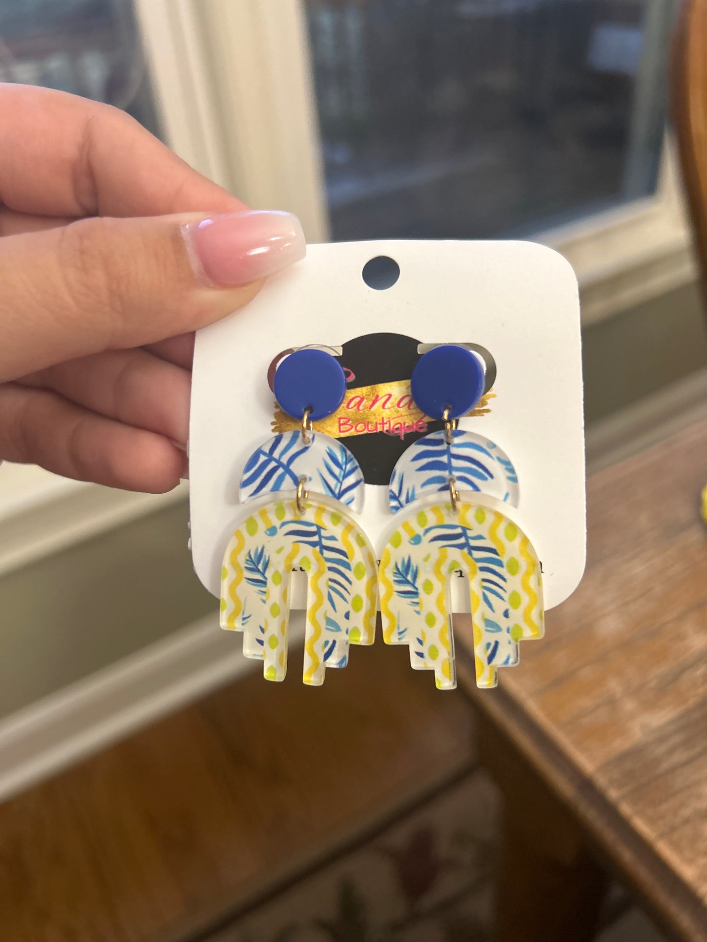 Spring Print Geometric Arch Earrings