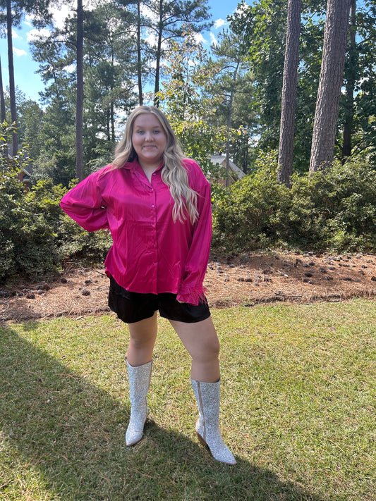 PINK PERFECTION Blouse with Feathers
