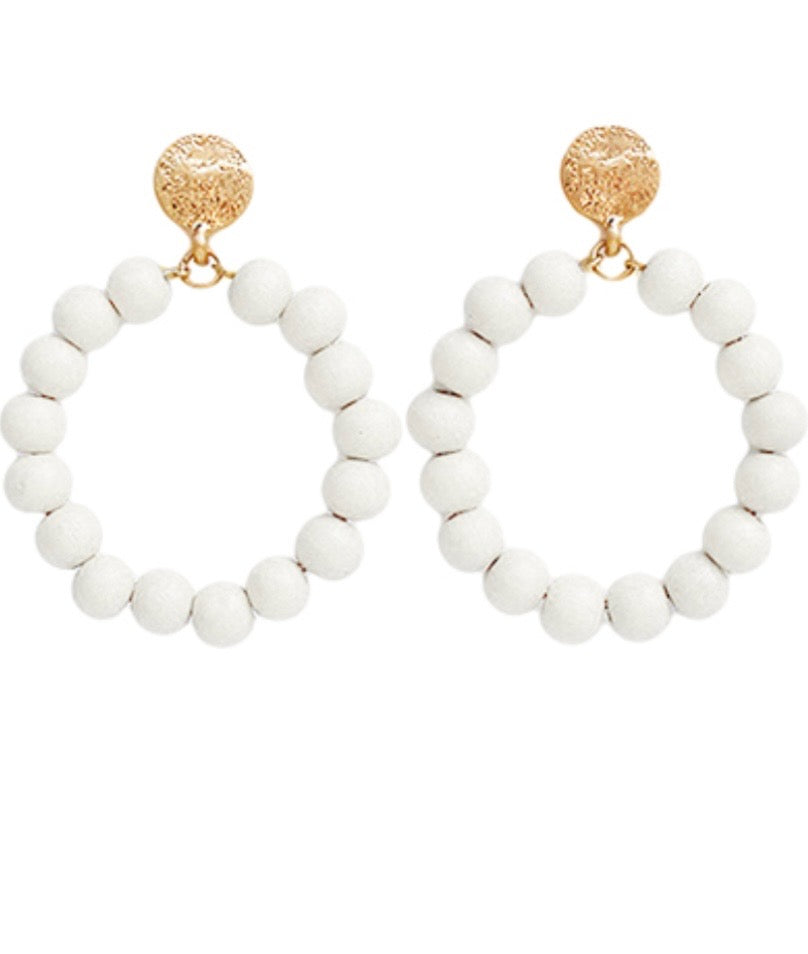 Wooden Ball Circle Earrings