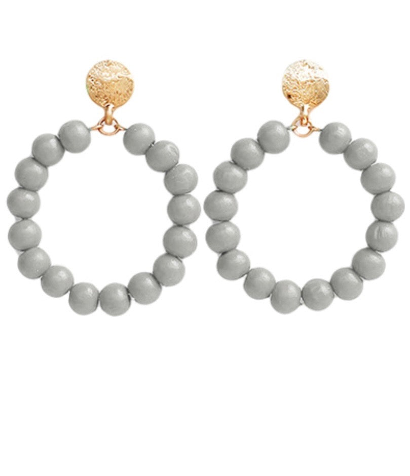 Wooden Ball Circle Earrings