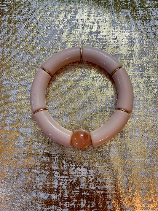 Light Pink Acrylic Bracelet with Crystal Ball