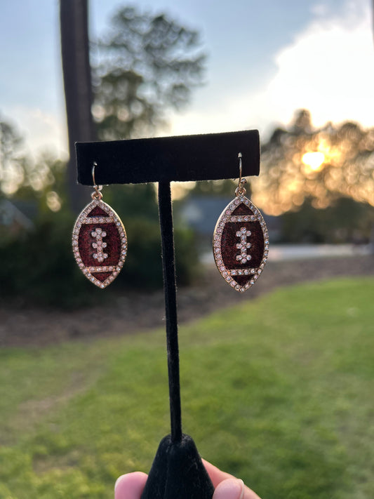 Football Dangle Rhinestone Detail Earrings
