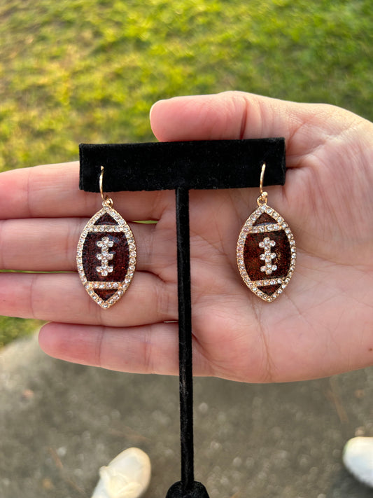 Football Dangle Rhinestone Detail Earrings