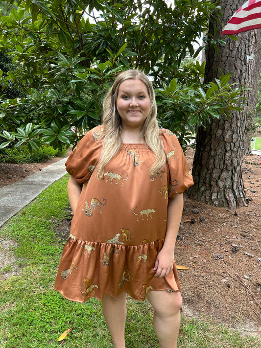 Camel Color Leopard Dress