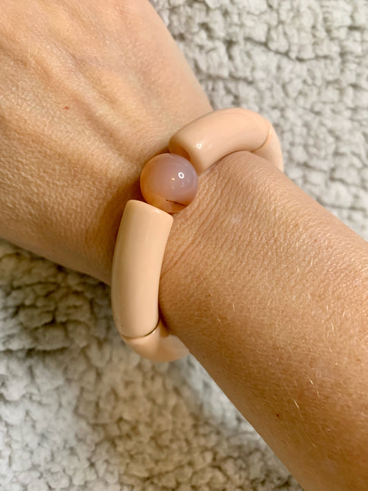 Light Pink Acrylic Bracelet with Crystal Ball