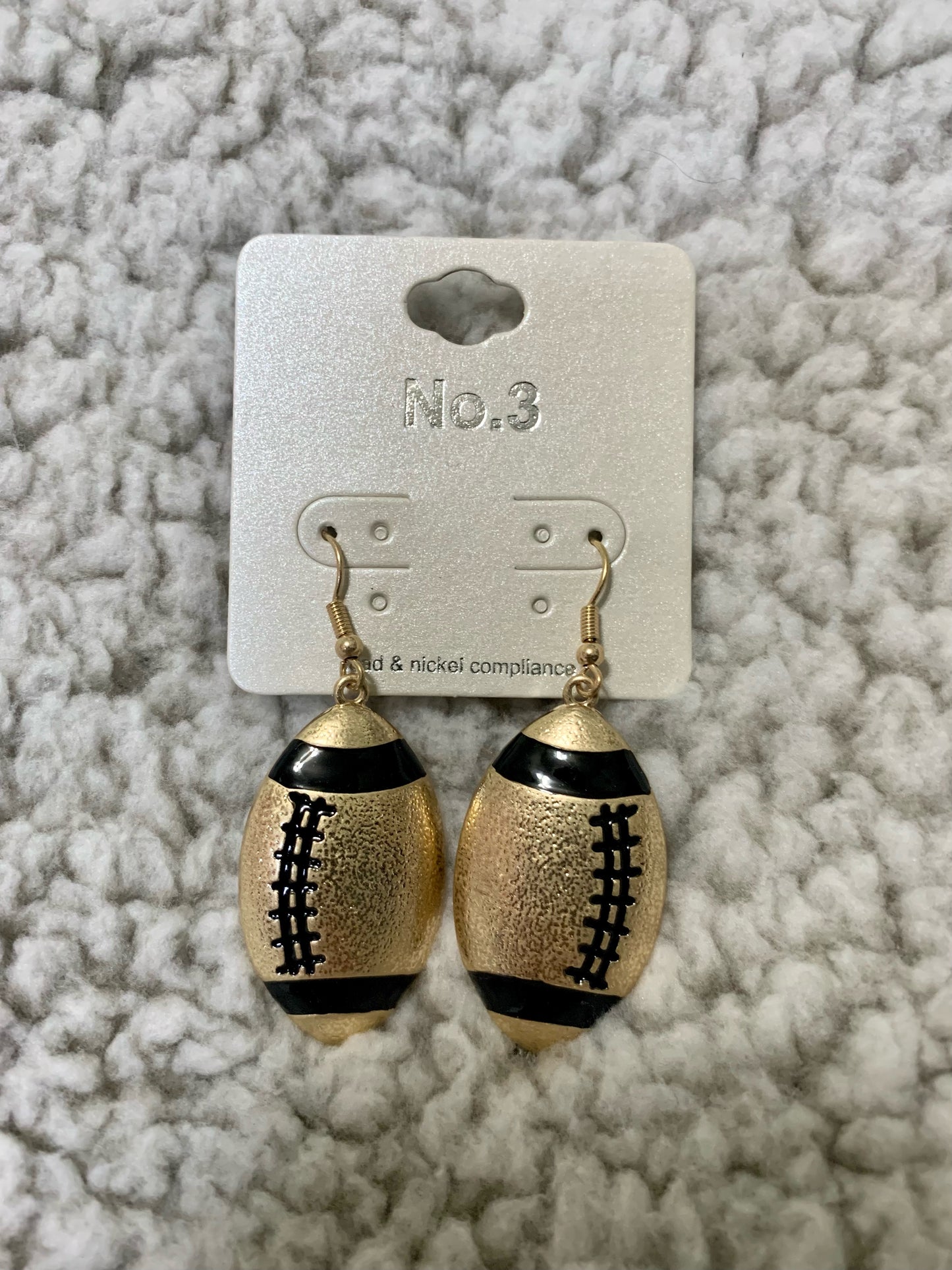 Metallic Football Dangle Earrings