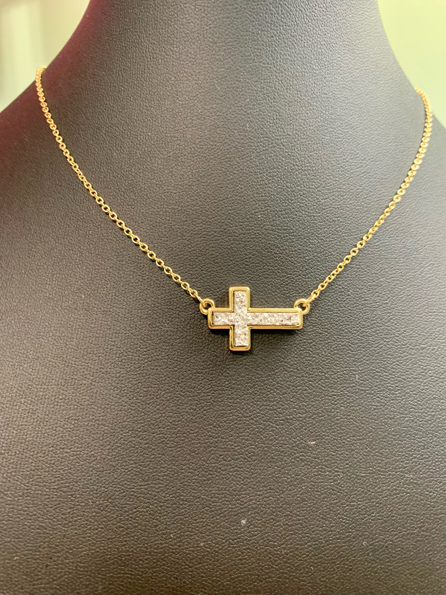 Moon Stone Cross Necklace