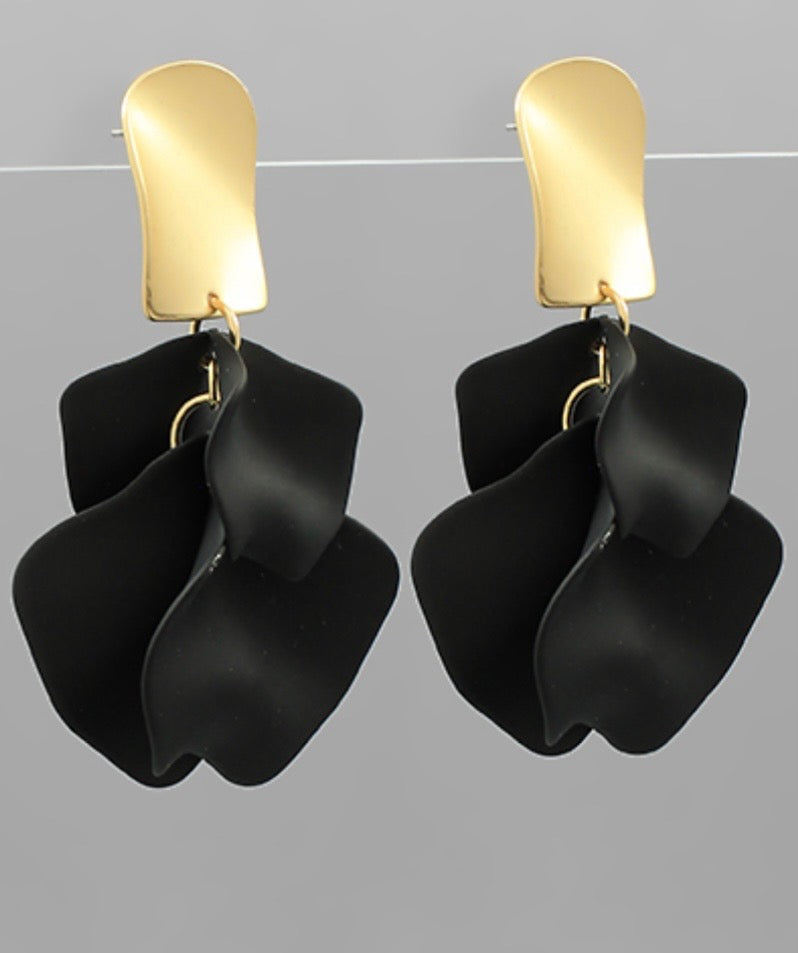 Color Coating Petal Earrings with Gold Post
