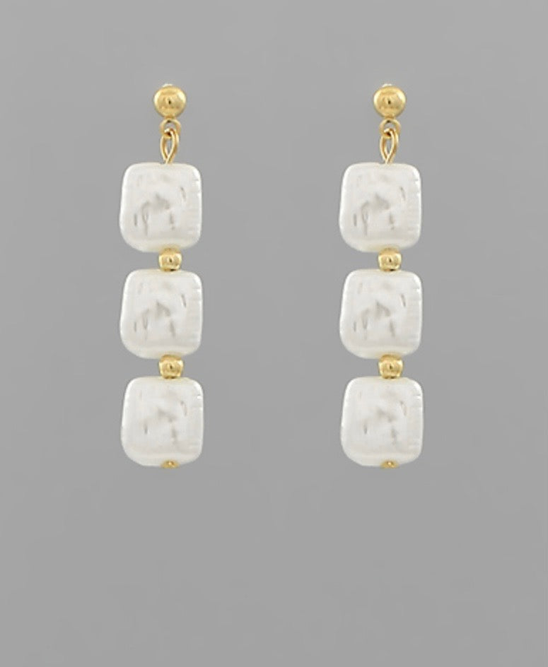 3 Square Pearl Dangles