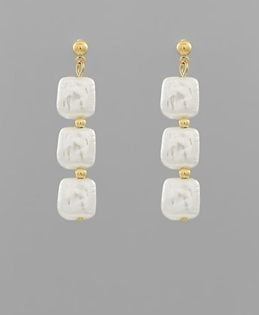 3 Square Pearl Dangles