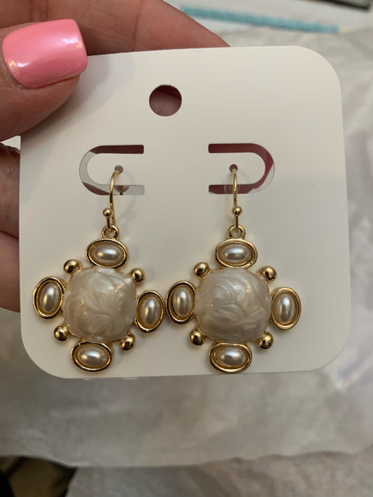 Geometric Shaped Marble Dangle Earrings