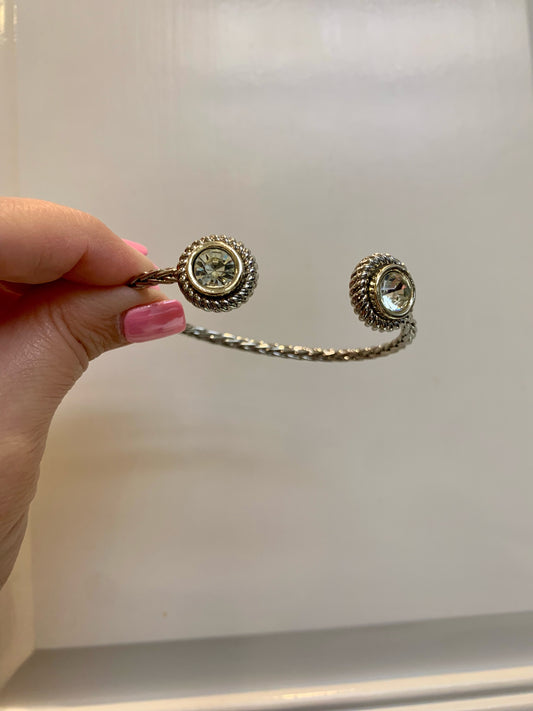 Thin Rope Bracelet with Crystal Stone Circle Ends