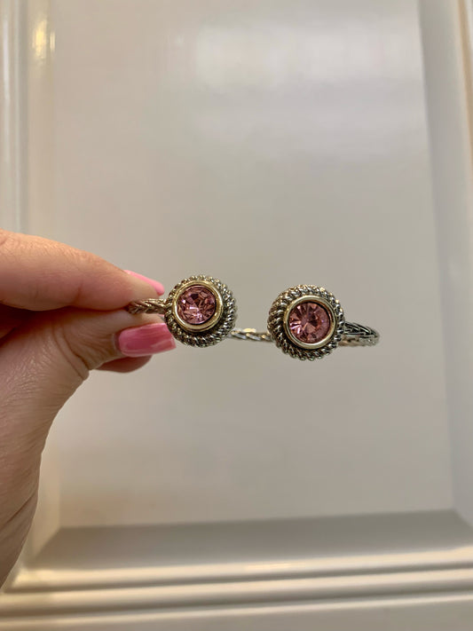 Thin Rope Bracelet with Crystal Stone Circle Ends