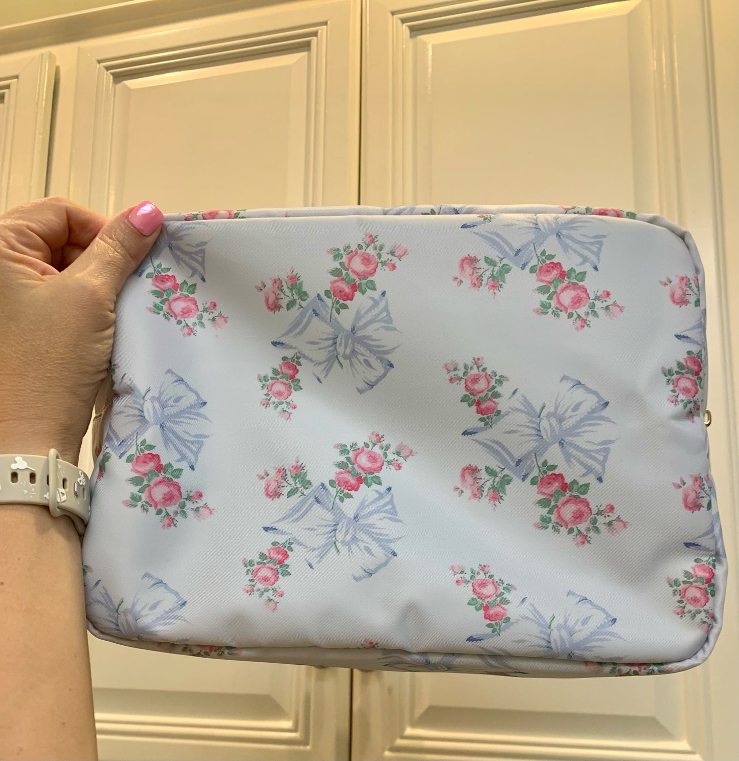 Xlarge Cosmetic Fancy Bow Print Bag