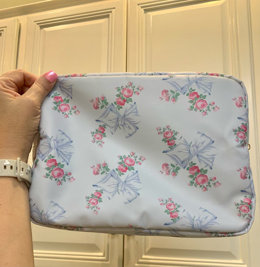 Xlarge Cosmetic Fancy Bow Print Bag