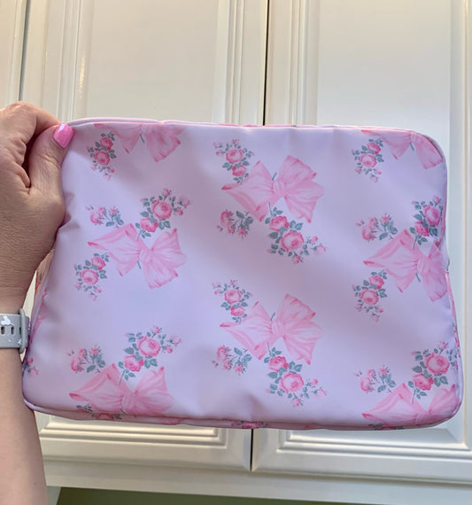 Xlarge Cosmetic Fancy Bow Print Bag