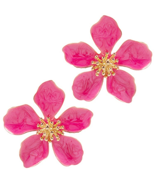 Flower Pearlized Enamel Earrings