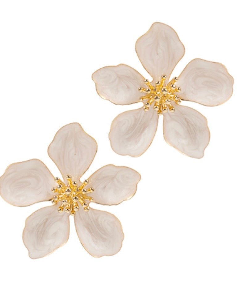 Flower Pearlized Enamel Earrings