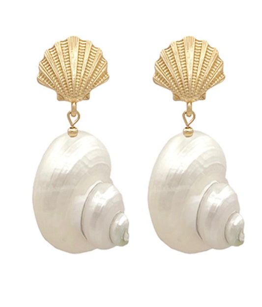 Shell and Conch Shell Dangle Earrings