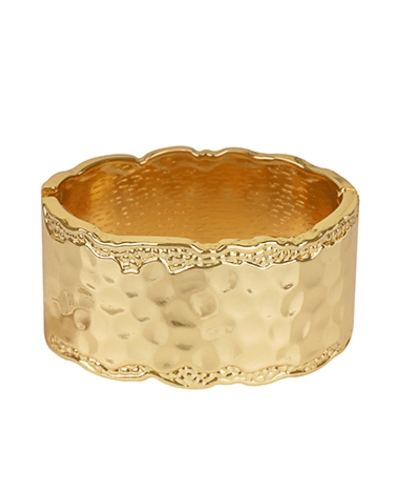 Honeycomb Textured Gold Metal Bracelet