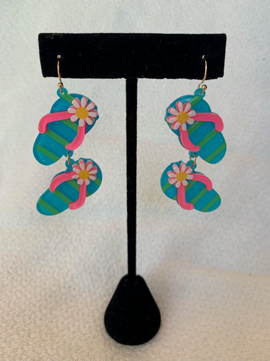 Flip Flop Beach Sandal Drop Acrylic Earrings