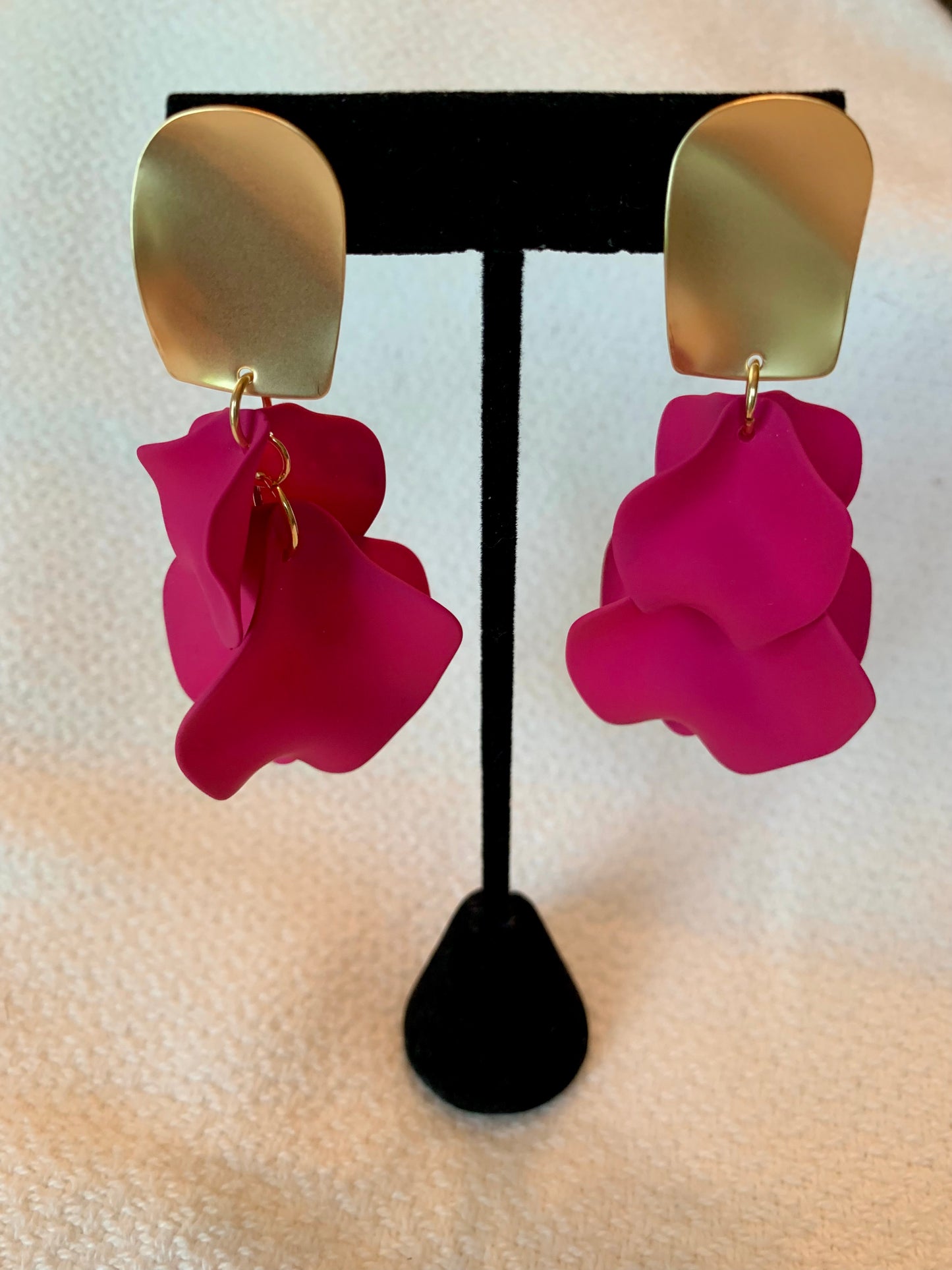 Color Coating Petal Earrings with Gold Post