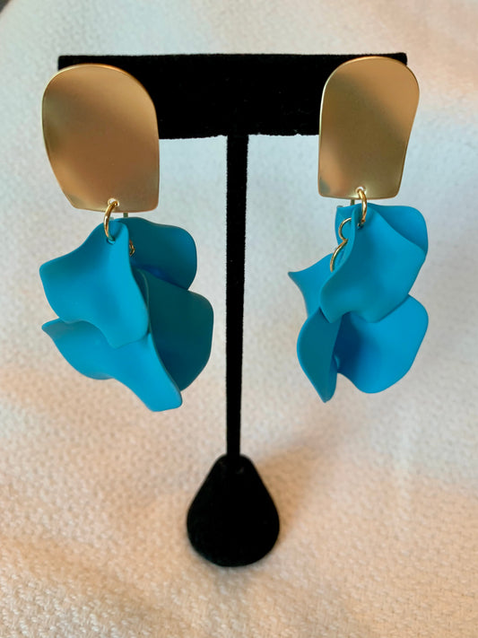 Color Coating Petal Earrings with Gold Post