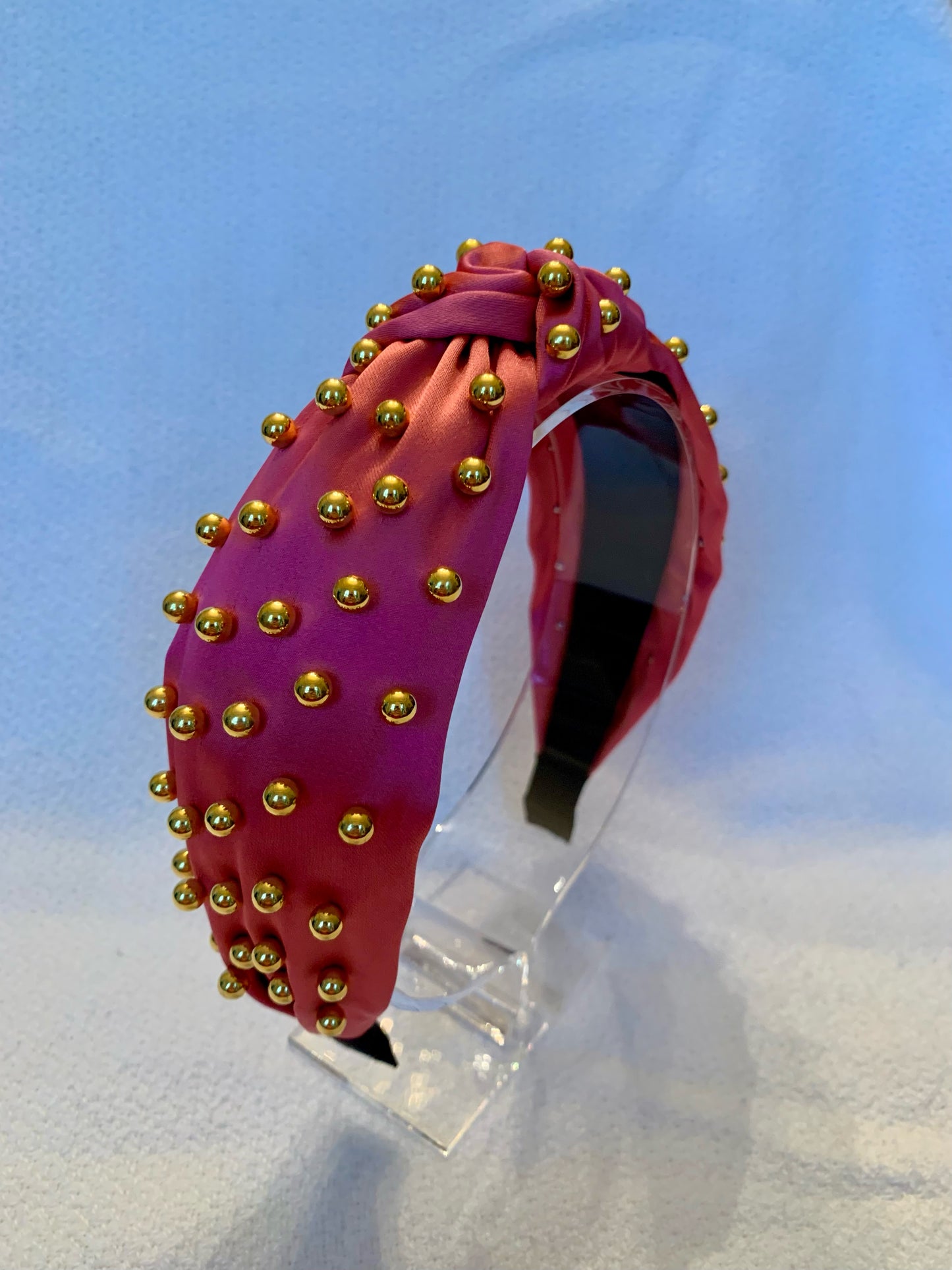 Peach Headband with Gold Ball Detailing