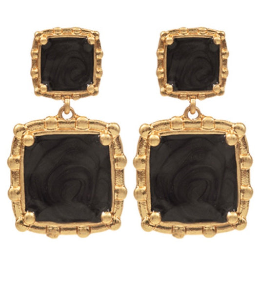 Double Square Drop Earrings