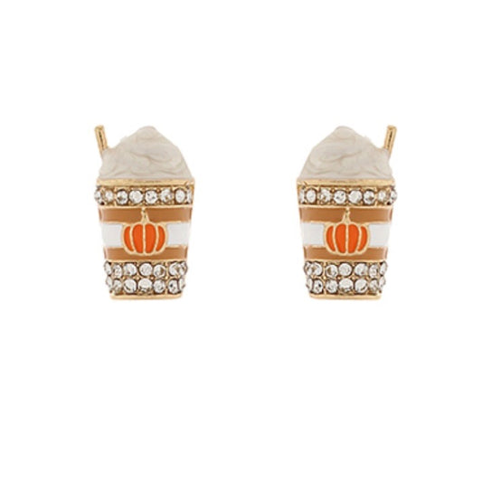Pave Pumpkin Spice Latte Earrings