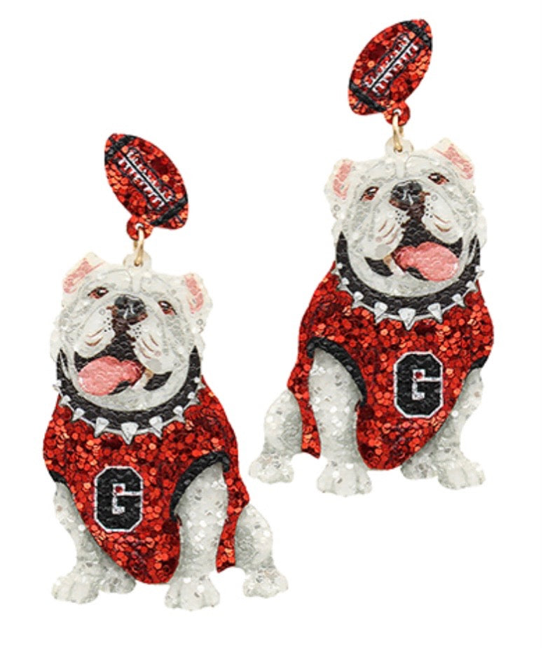 Bulldog Statement Earrings with Football Stud