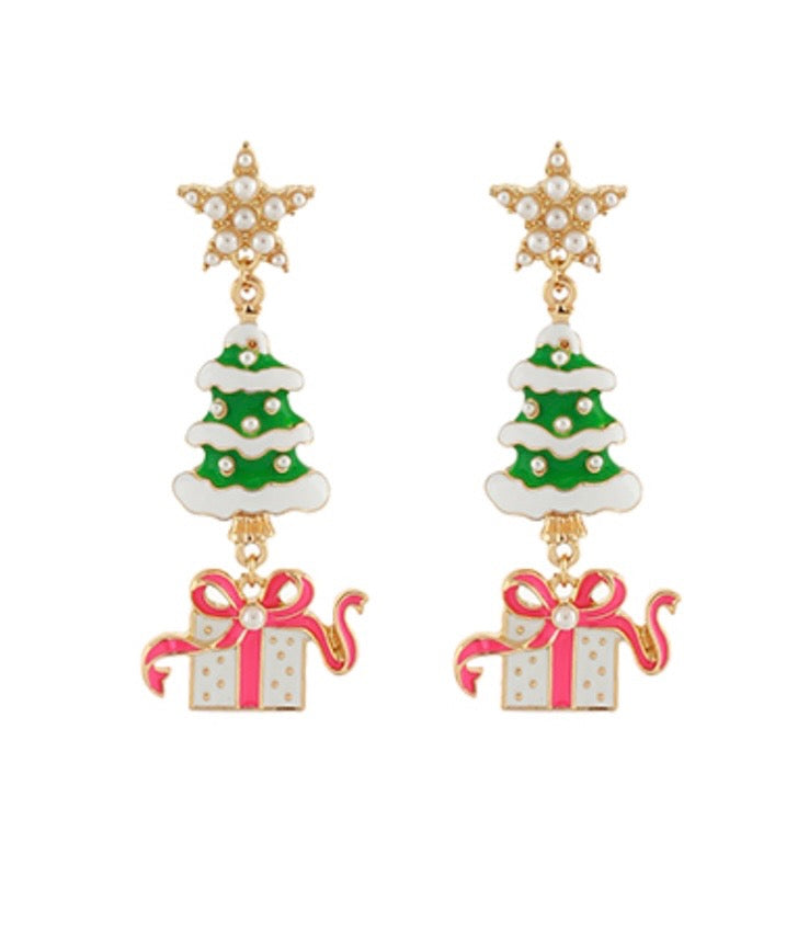 Star post with Christmas Tree and Gift Dangles