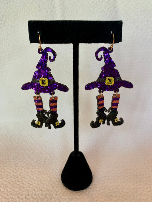 Witches hat with Socks and Heels Earrings