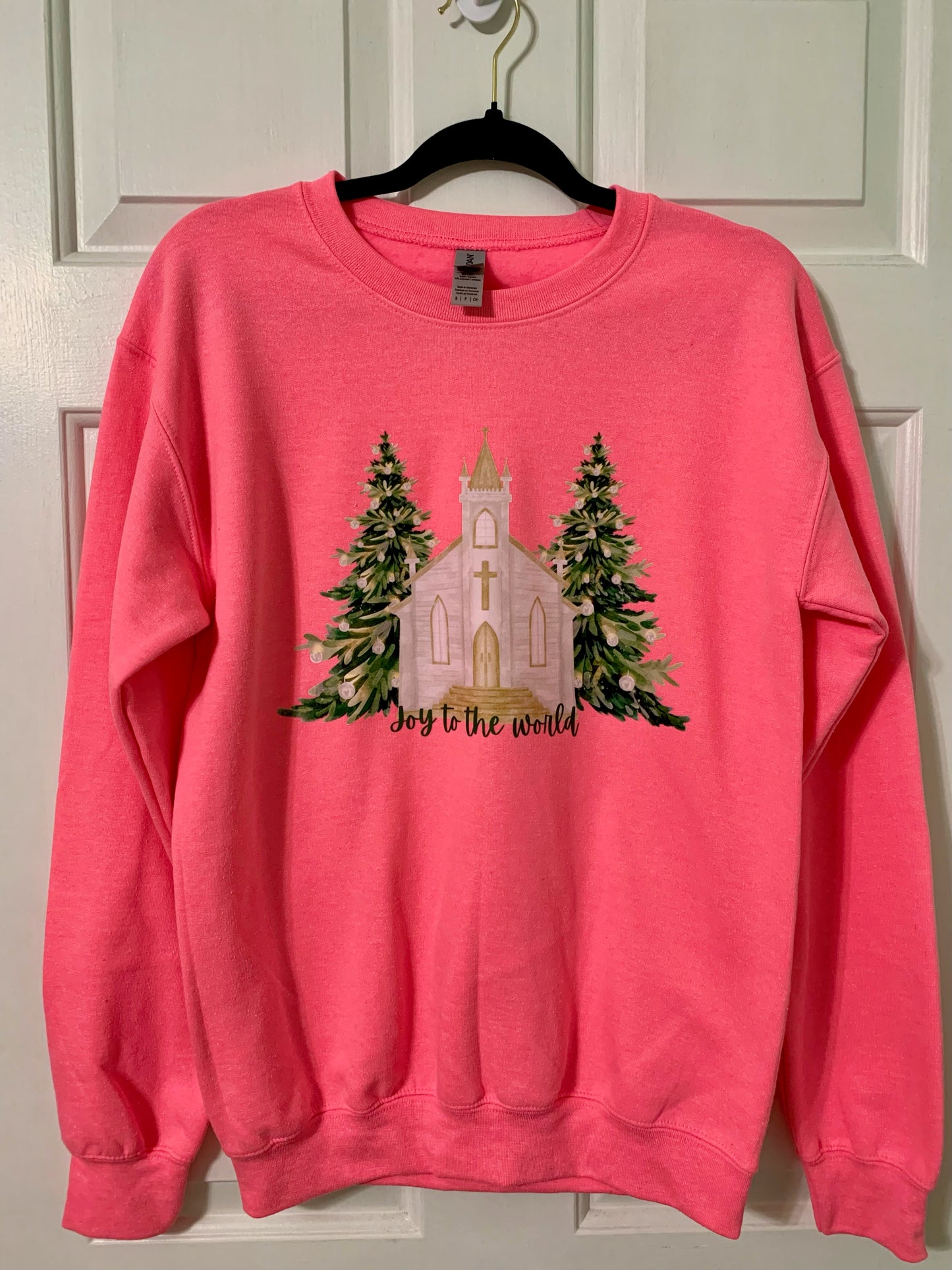 Preppy Pink Christmas Joy to The World Sweatshirt