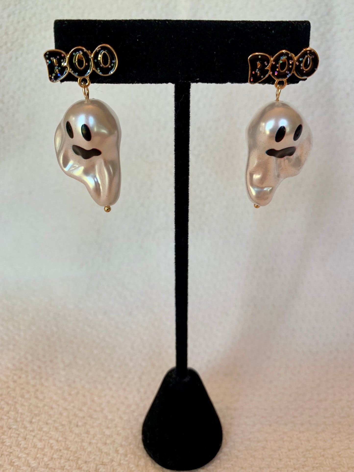 Boo post with Pearl Ghost Dangle Earrings