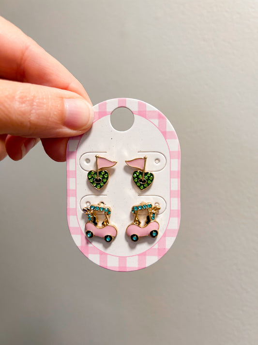 Girly Golf Cart Girl Set Earrings