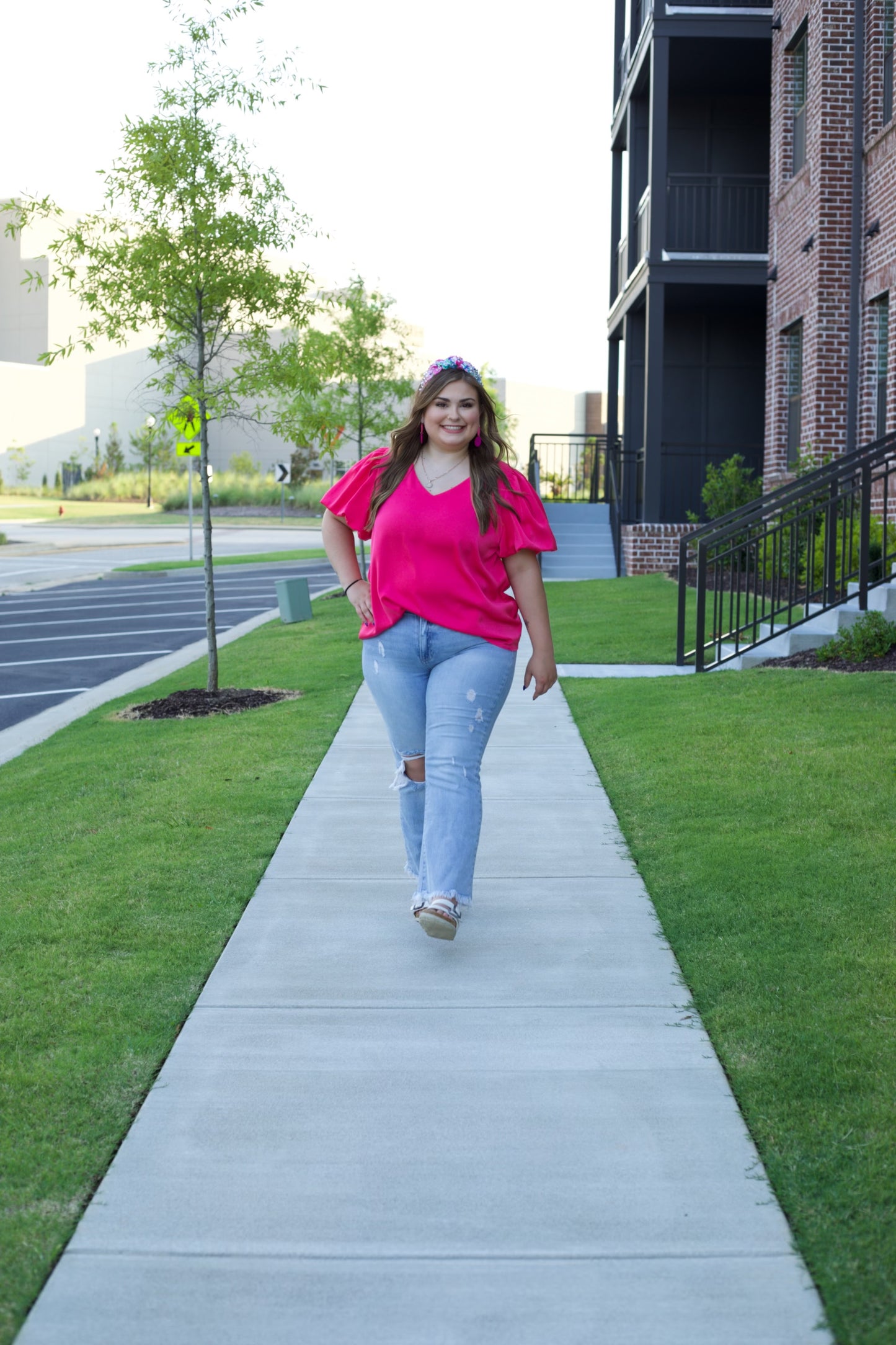 Hot Pink Puff Sleeve Top