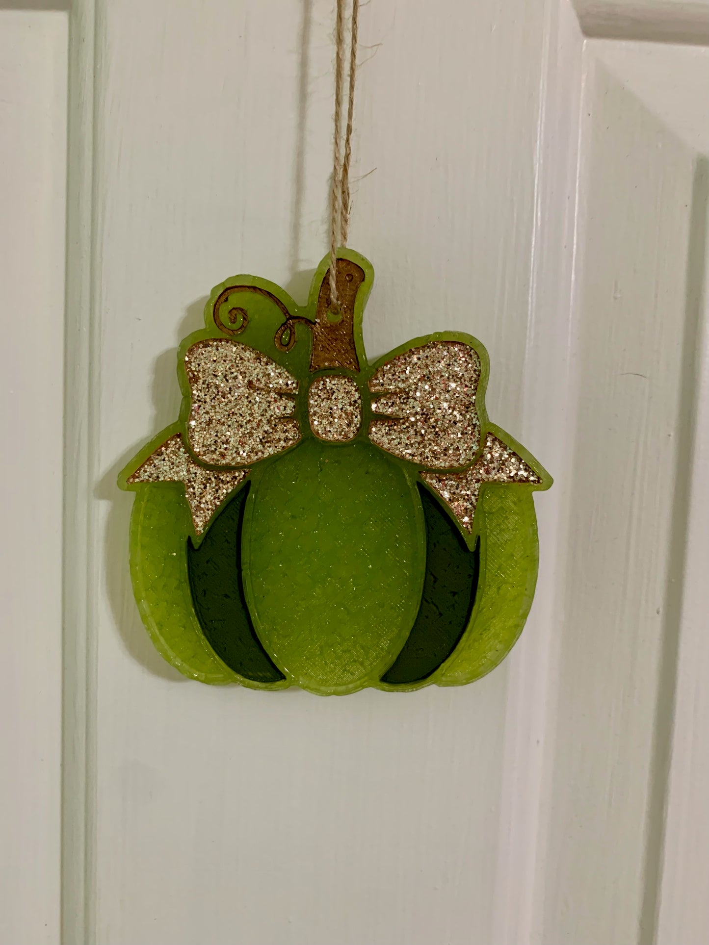 Green Pumpkin with Gold Bow Car Freshie