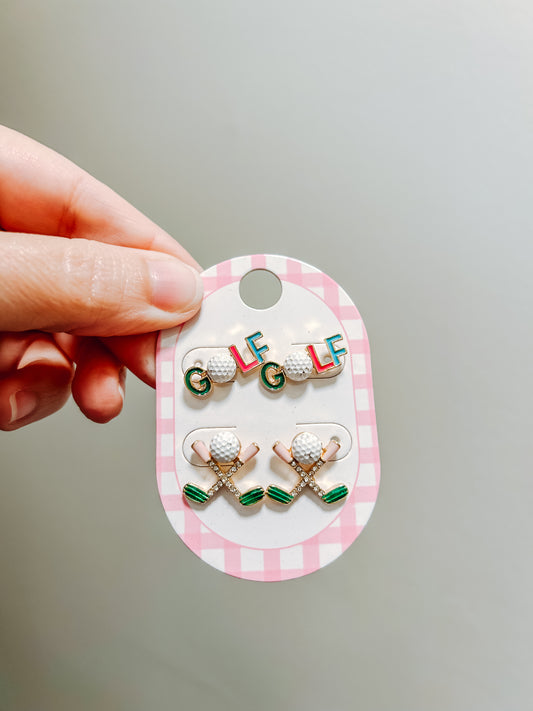 Trendy Golf Themed Earring Set