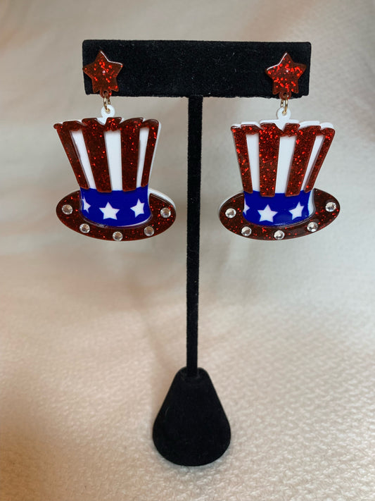 Memorial Day Acrylic Hat Earrings