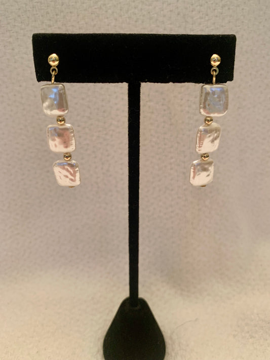 3 Square Pearl Dangles