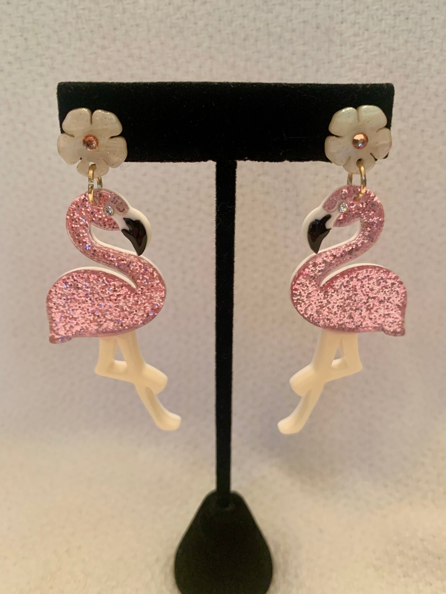 Pink Acrylic Flamingo Earrings