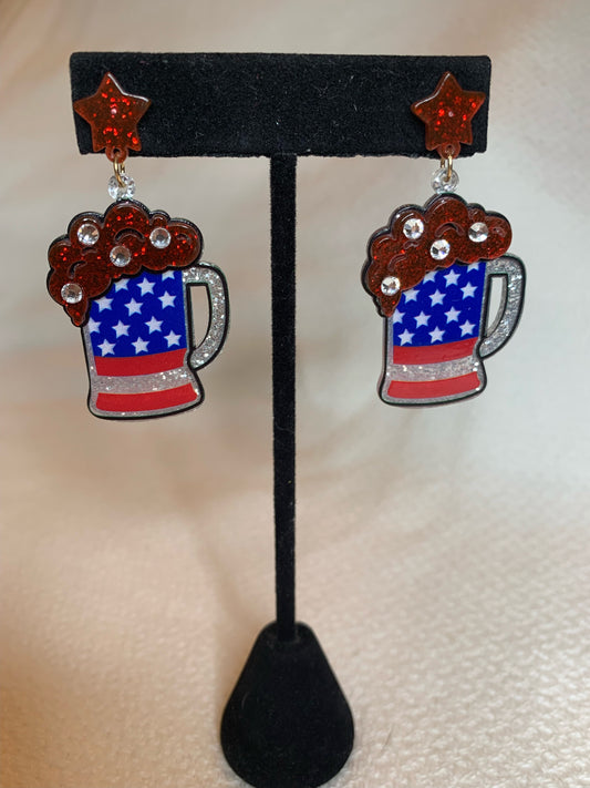 Memorial Day Beer Float Acrylic Earrings