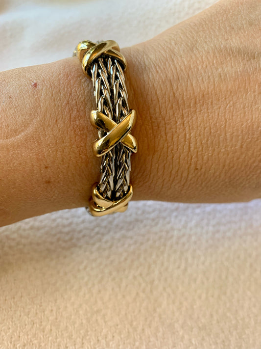 Thick Gold Criss Cross Bracelets