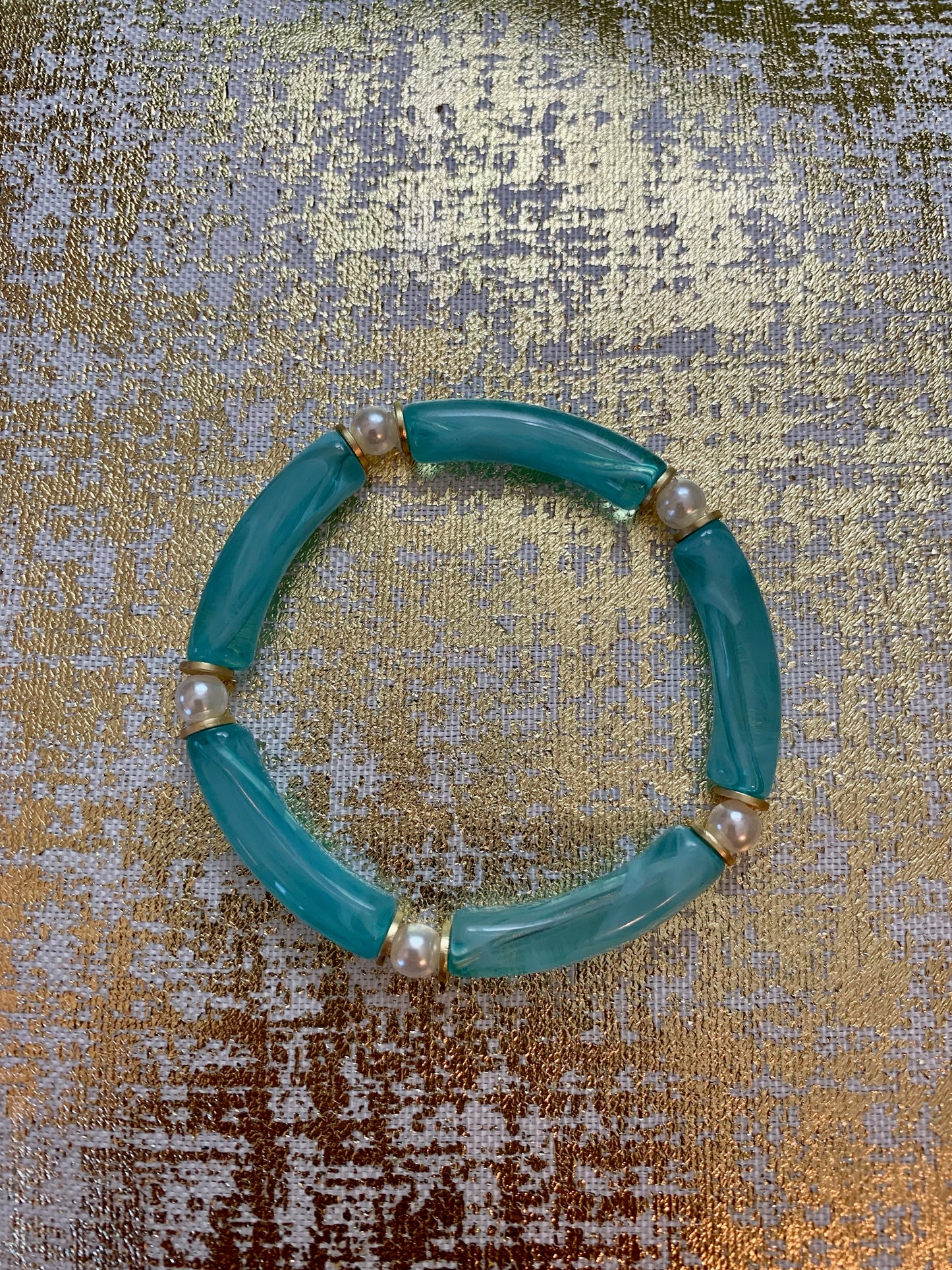 Acrylic Blue Bracelet with Pearl Detailing