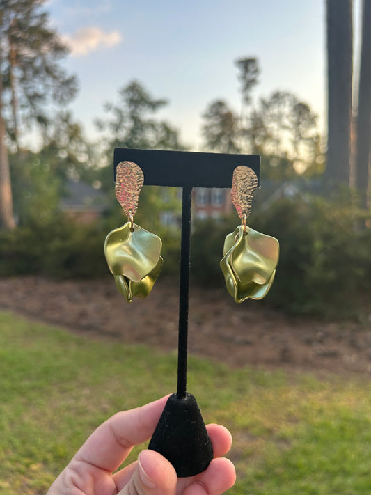 Chrome Petal Dangle Earrings