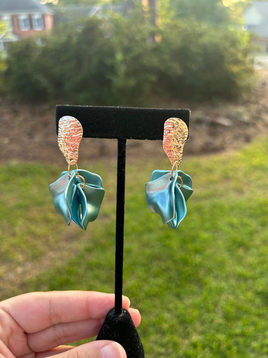 Chrome Petal Dangle Earrings